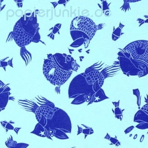 Geschenkpapier Fischwelt, blau auf hellblau (A/F*)