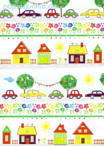 Geschenkpapier Village, Buntes Dorf