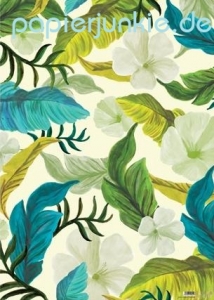 Geschenkpapier Tropical Floral, grün/blau