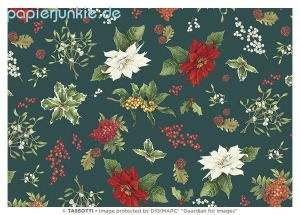 Geschenkpapier Verde fiorito, Weihnachtsblumen (Grafiche Tassotti) (R*)